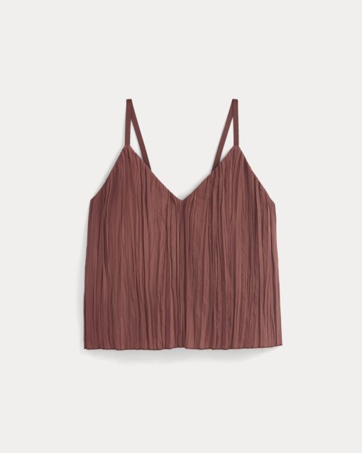 Alternative view of Crinkle Trapeze Tank | Henna Red