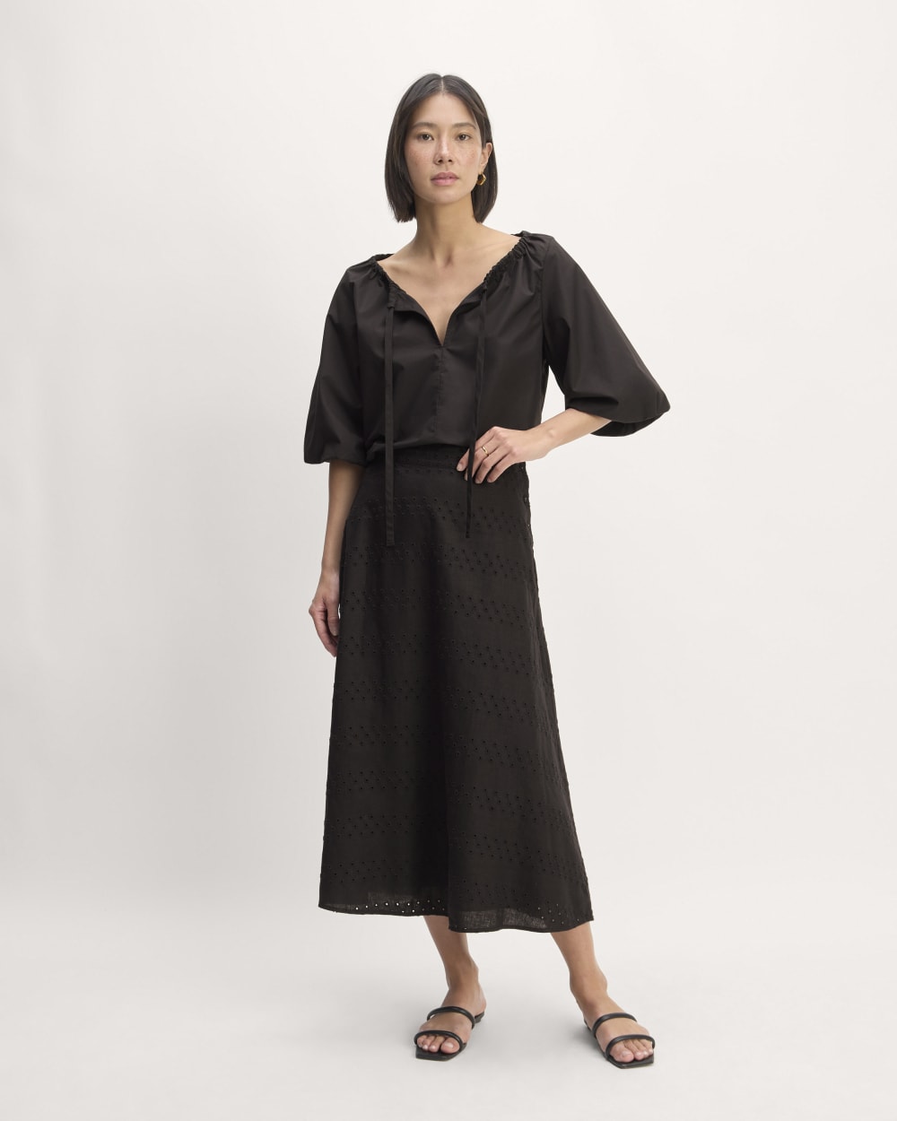 The Supima® Puff-Sleeve Top | Black - Image 3