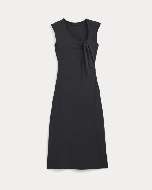 Alternative view of Knit Asymmetrical Midi Dress | Black