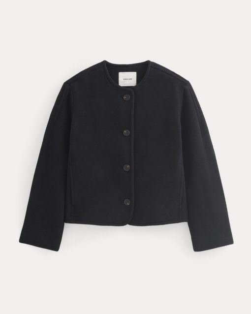Alternative view of The Cocoon Coat in Wool | Black
