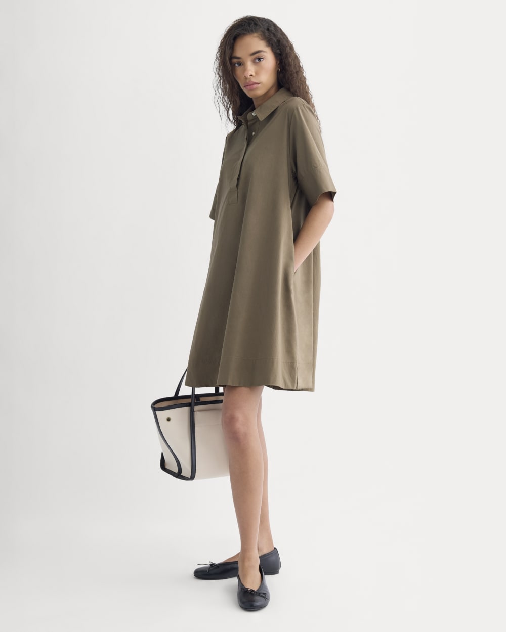 Popover Mini Shirtrdress in Ultrasoft Cotton | Beech - Image 3