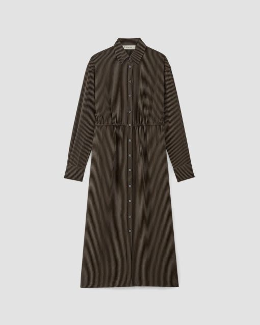 Alternative view of The Mini Jacquard Stripe Shirt Dress | Cocoa / Black