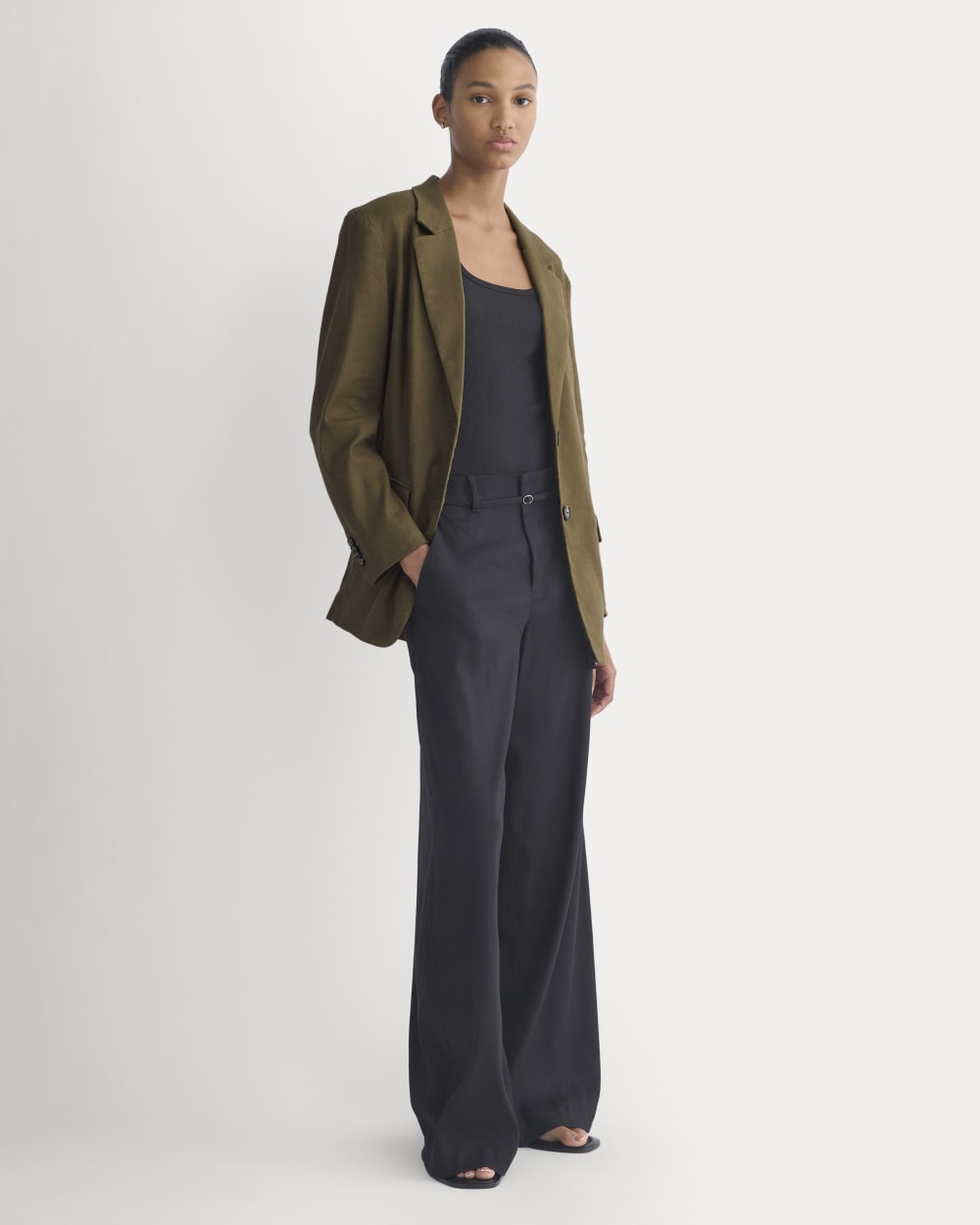The Oversized Blazer in Stretch Linen | Beech - Image 3