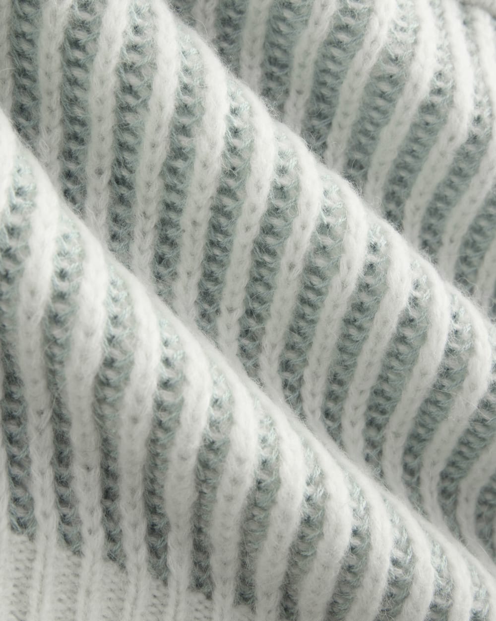 Funnel-Neck Ribbed Henley Sweater | Chalk Blue / Grey Mist Vertical Stripe - Image 7