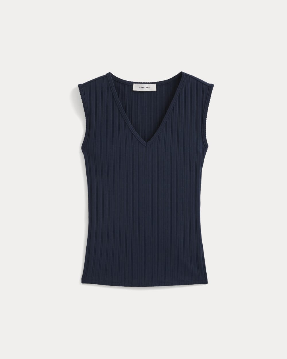 V-Neck Tank in Pointelle | Deep Navy - Image 2