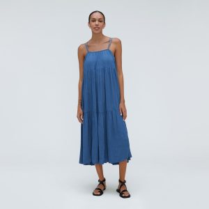 Alternative view of The Naia™ Ripple Tiered Maxi Dress | Deep Blue