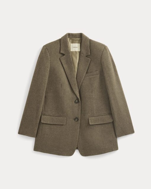 Alternative view of The Oversized Blazer in Wool | Brown Houndstooth
