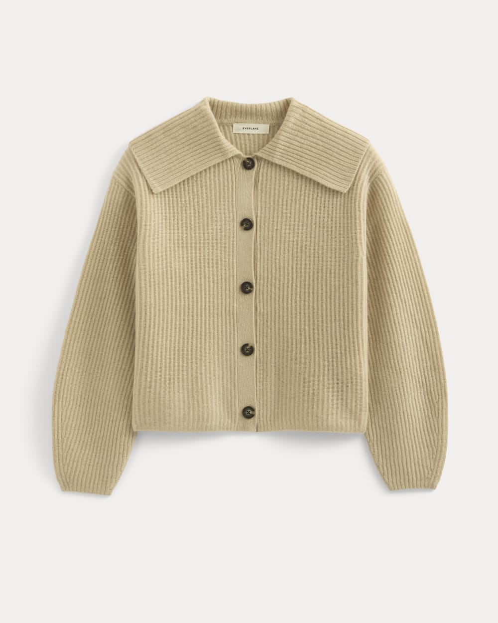 Fisherman Cardigan in Wool Cashmere | Heather Light Camel - Image 2