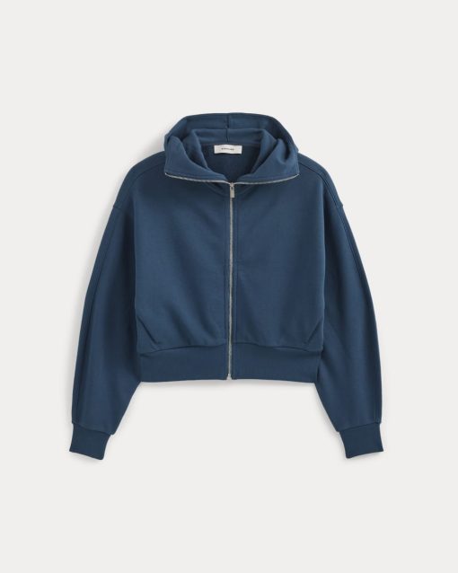 Alternative view of Lightweight Terry Cropped Full-Zip | Blue Wing Teal