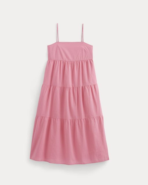 Alternative view of The Gauze Tiered Dress | Deep Pink