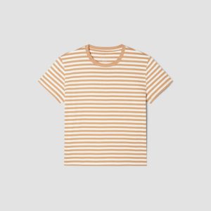 Alternative view of The Box-Cut Tee in Essential Cotton | Caramel / Canvas Tan | No Pocket