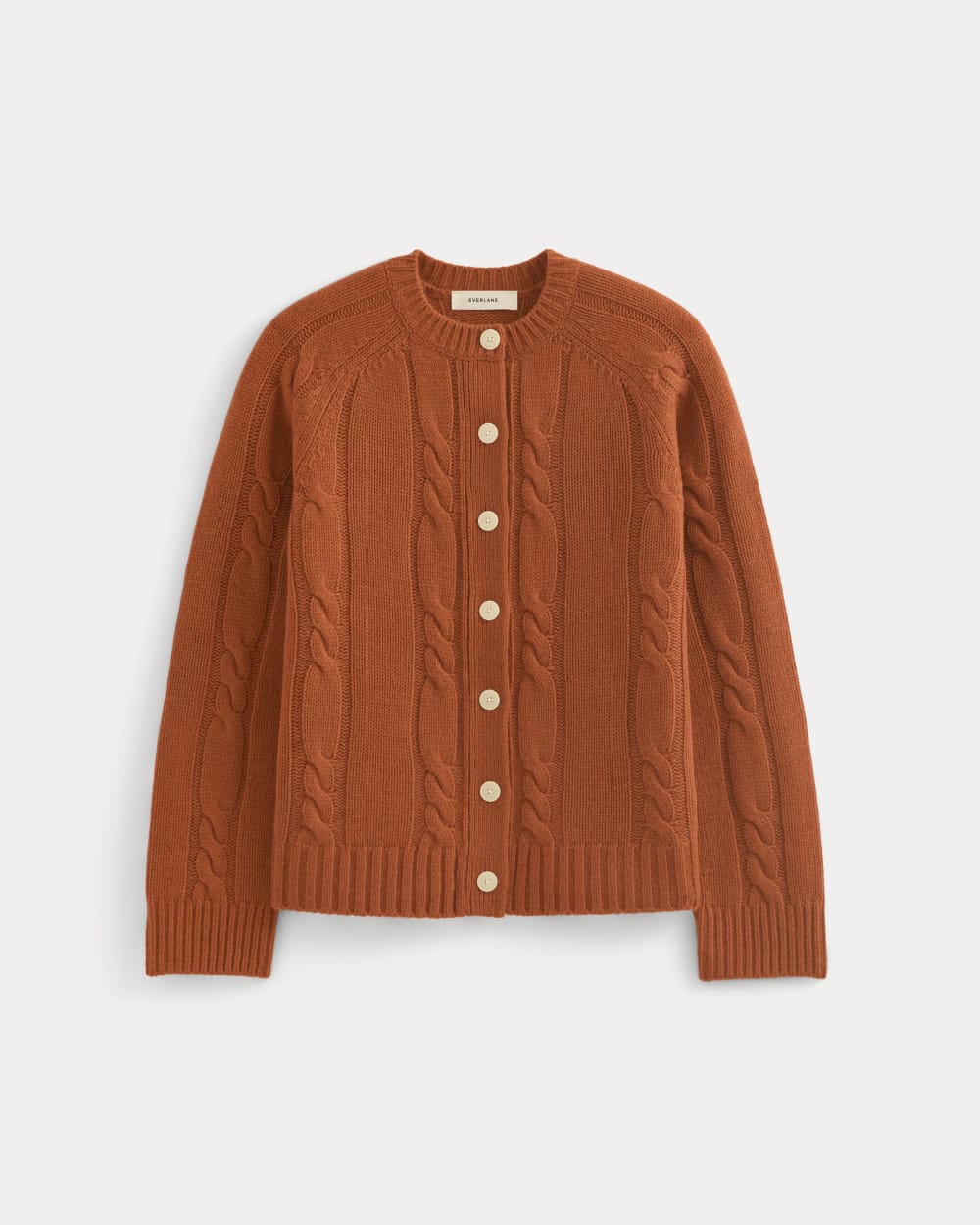 Cable Cardigan in Extrafine Luxe Merino | Rust Heather - Image 2