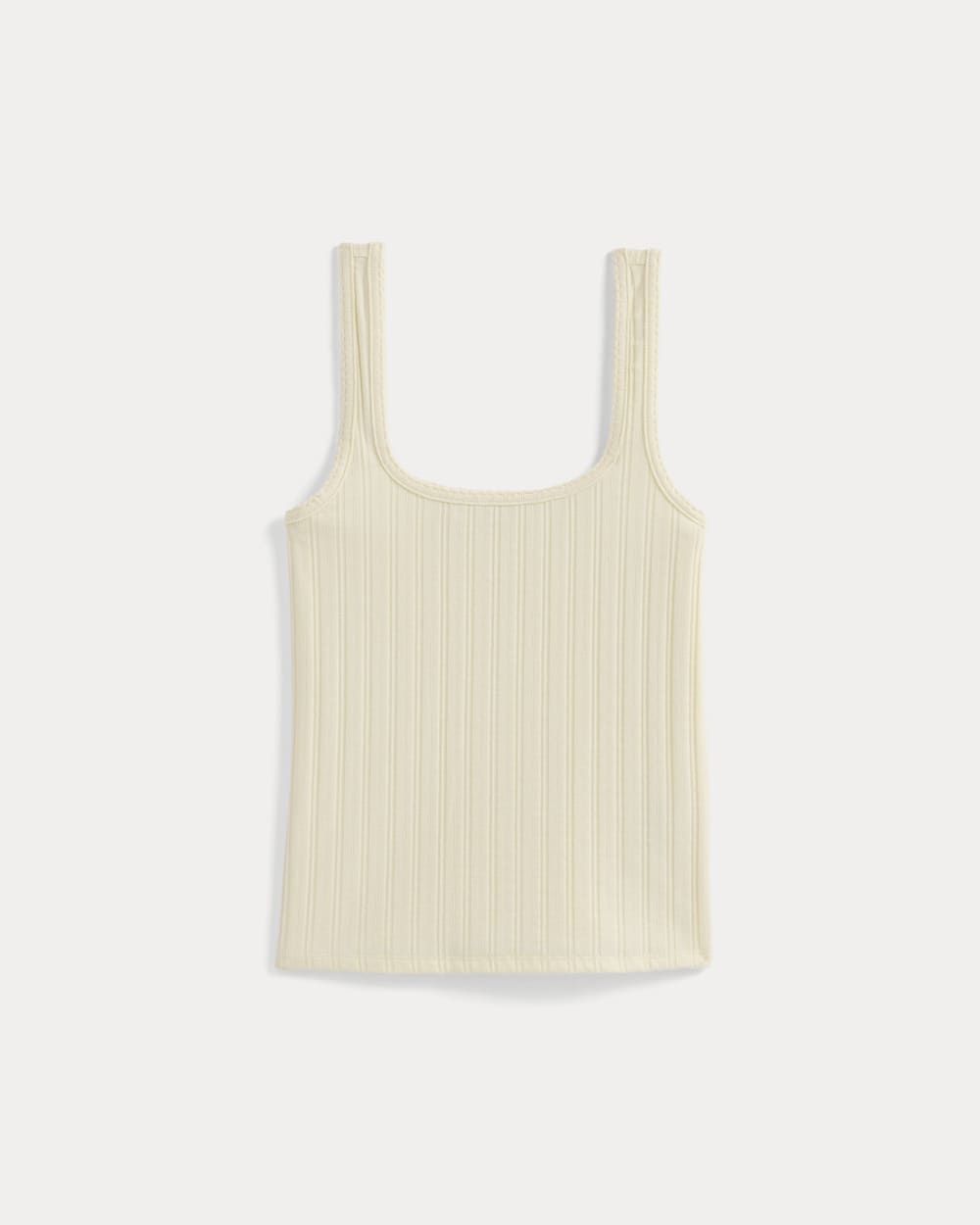 Scoop-Neck Tank in Pointelle | Lemon Icing - Image 2