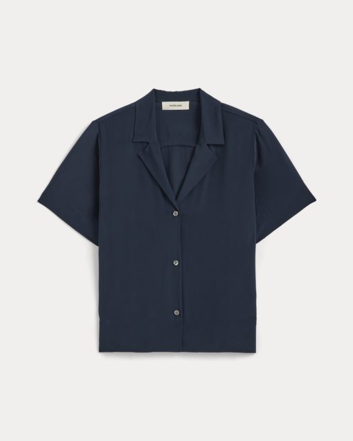 Alternative view of The Notch Shirt in Washable Silk | Navy