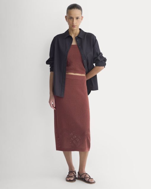 Lace-Knit Maxi Skirt | Henna Red