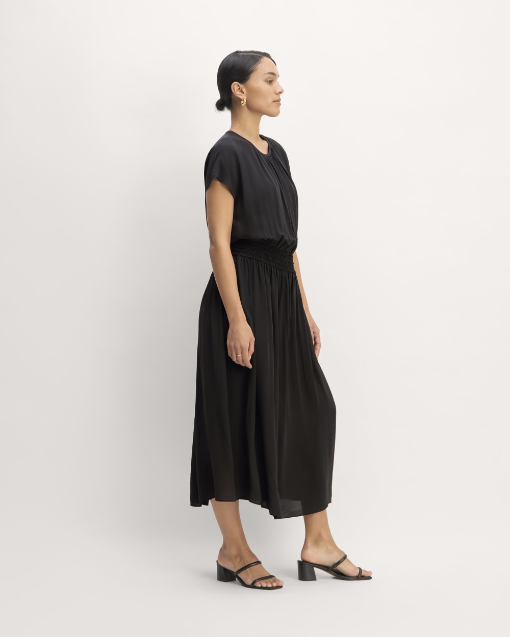 The Gathered Midi Dress | Black - Image 3