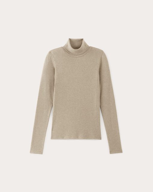 Alternative view of The Luxe Rib Turtleneck | Heathered Tan
