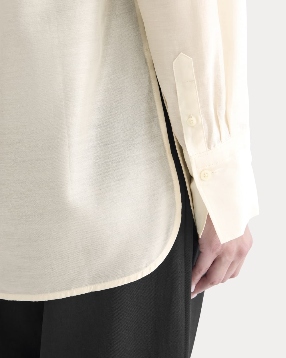 Oversized Shirt in Cotton-Silk Organza | Parchment - Image 4