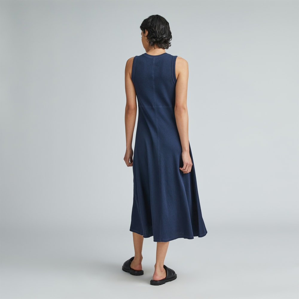 The Organic Cotton Waffle Tank Dress | Navy - Image 3