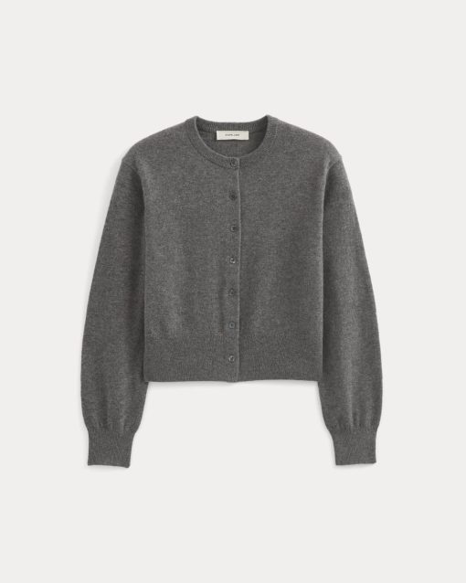 Alternative view of Cashmere Cropped Cardigan | Heather Charcoal