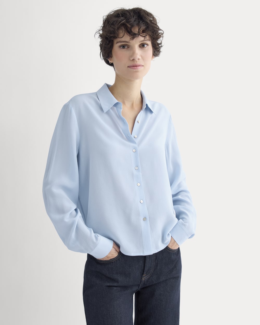 Shrunken Top in Washable Silk | Open Air Blue - Image 3