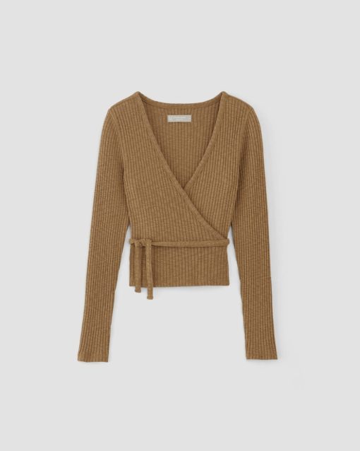 Alternative view of The Cozy Rib Wrap Top | Cappuccino