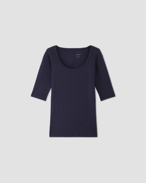 Alternative view of The Luxe Rib Scoop-Neck Tee | Navy
