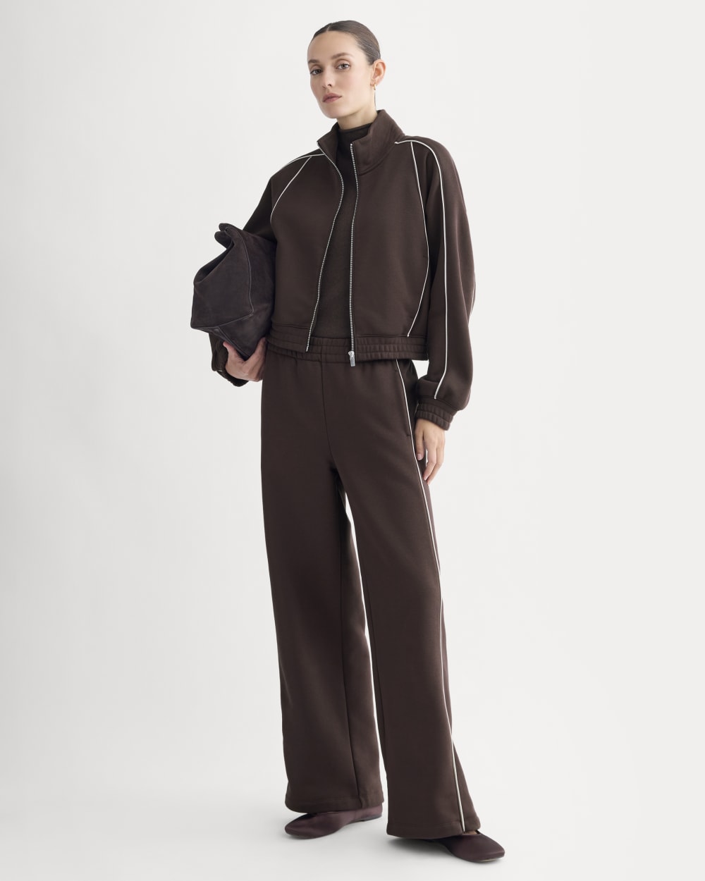 Luxe Fleece Track Jacket | Dark Chocolate - Image 3