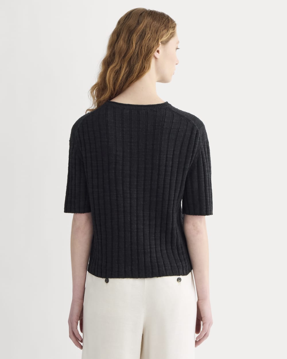 The Oversized Tee in Cotton Linen | Black - Image 5