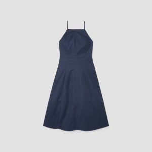 Alternative view of The Structured Cotton Bell Dress | Navy