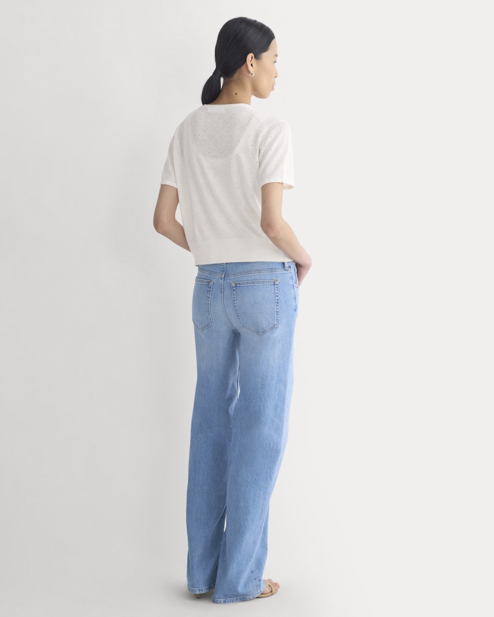 Lace Trim Cardigan in Fine Linen | Bone - Image 5