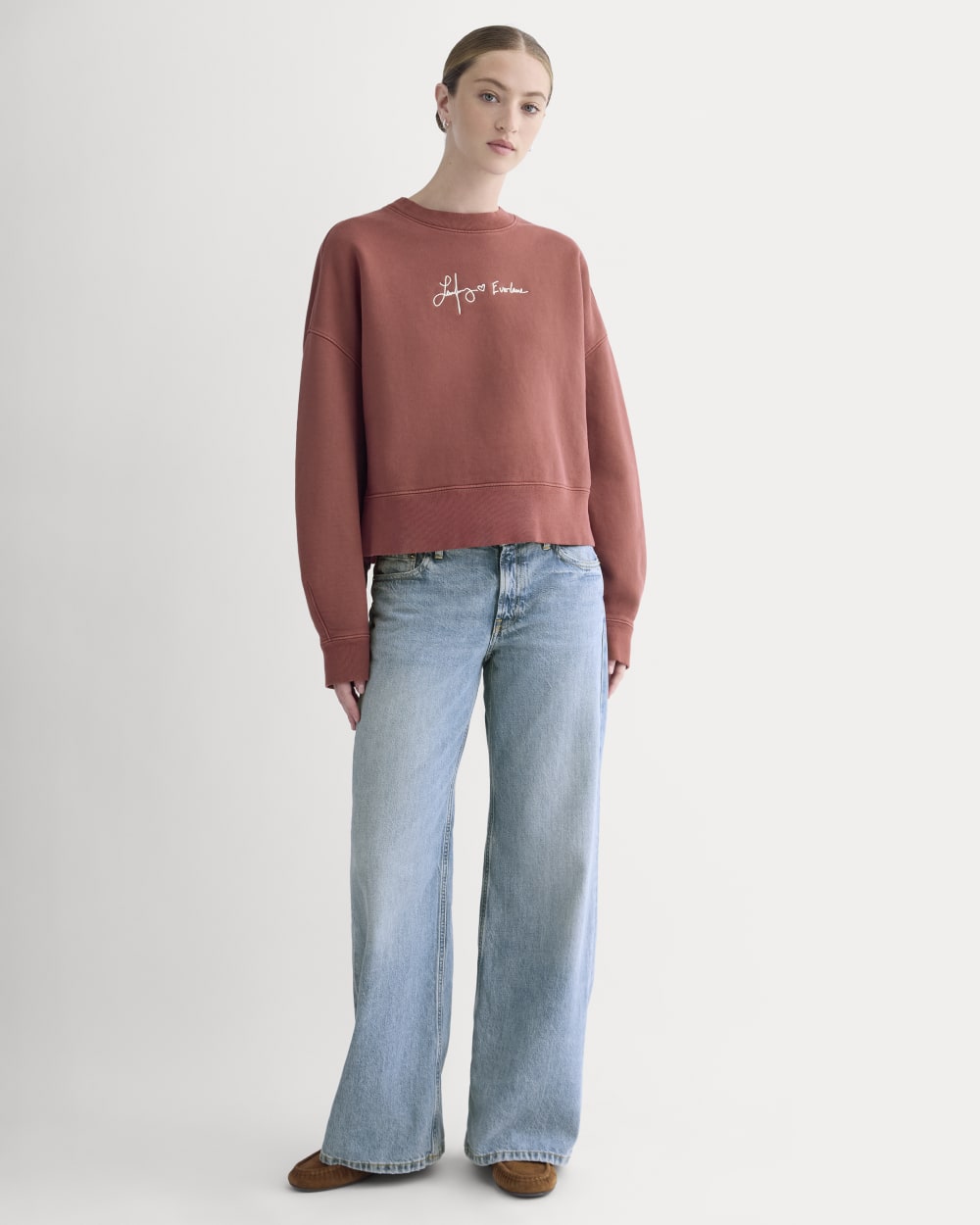Everlane x The Laufey Foundation Cropped Sweatshirt | Dusty Red - Image 3