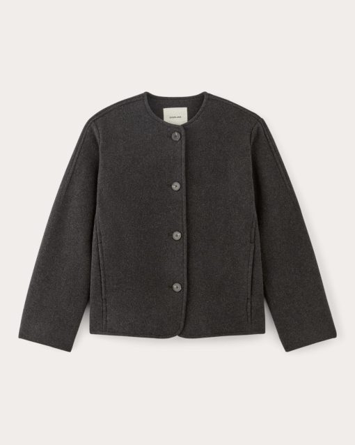 Alternative view of The Cocoon Coat in Wool | Heather Charcoal