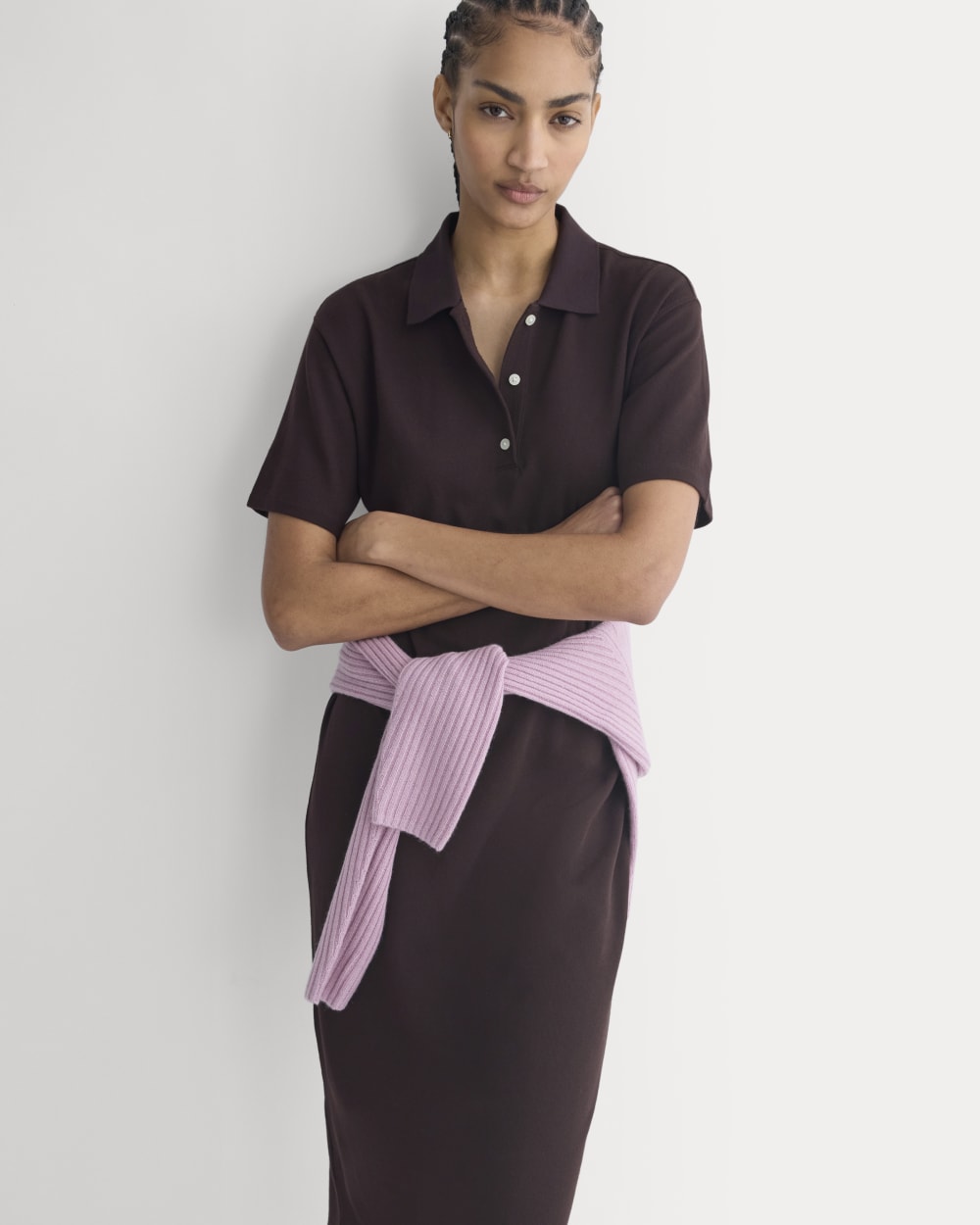 Pique Polo Short-Sleeve Dress | Dark Chocolate - Image 3