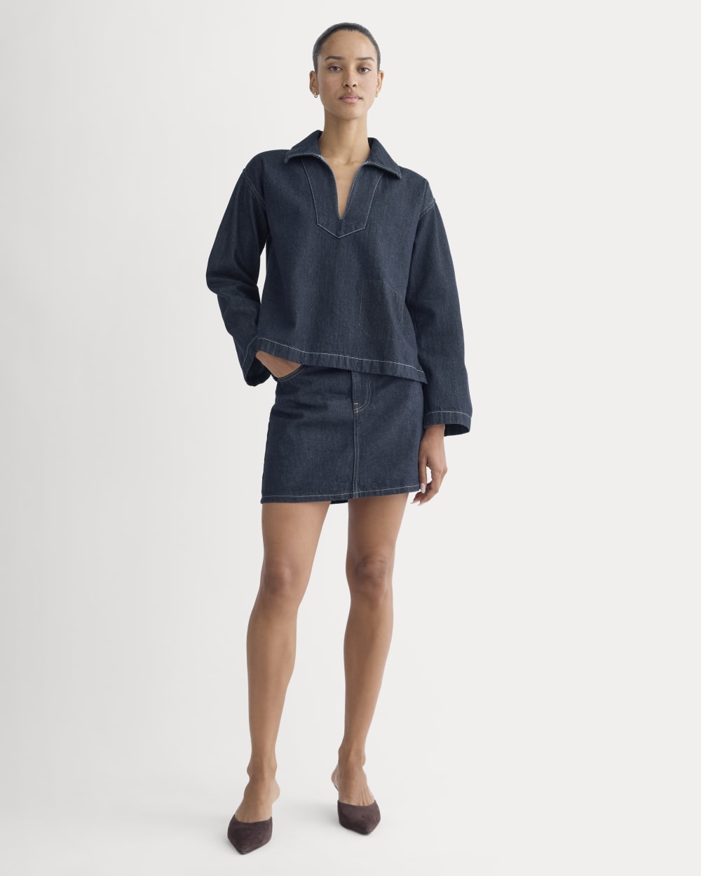 The Cropped Denim Tunic | Tungsten Rinse - Image 3