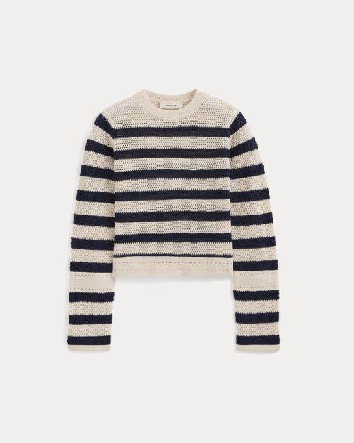 Alternative view of Open Knit Long-Sleeve Crew in Everyday Cotton | Canvas / Navy