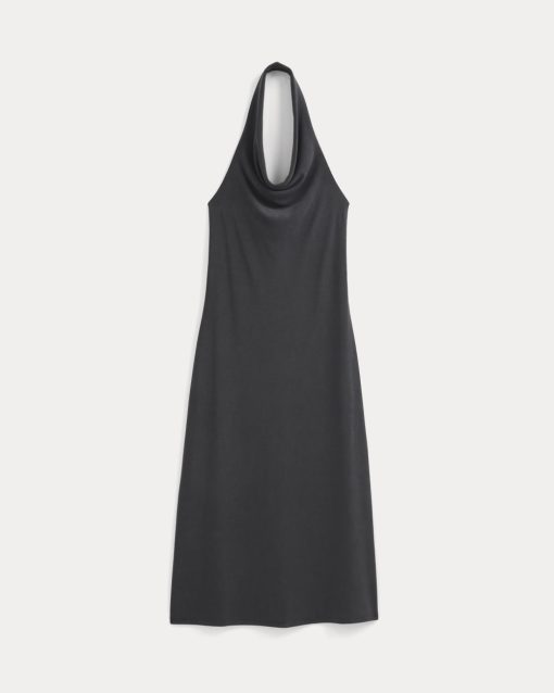 Alternative view of Cowlneck Halter Dress in Butterknit | Black