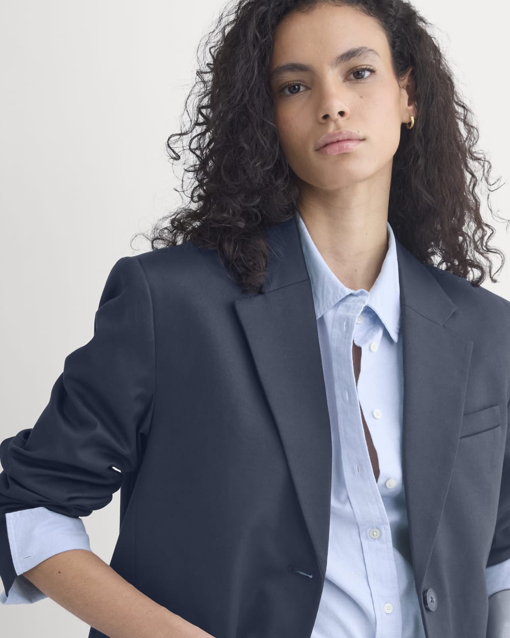 Tailored Drape Blazer | Navy - Image 3