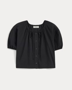 Alternative view of The Gauze Button-Up | Black