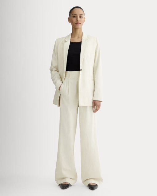The Draper Pleated Pant in Buttersmooth | Heathered Oat | 32 Inseam