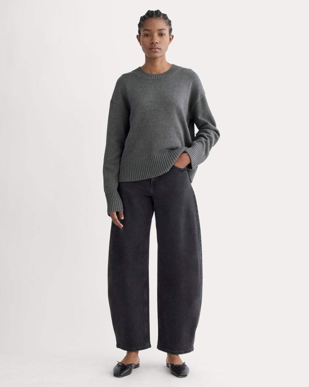 The Boxy Sweater in Everyday Cotton | Heathered Charcoal - Image 5