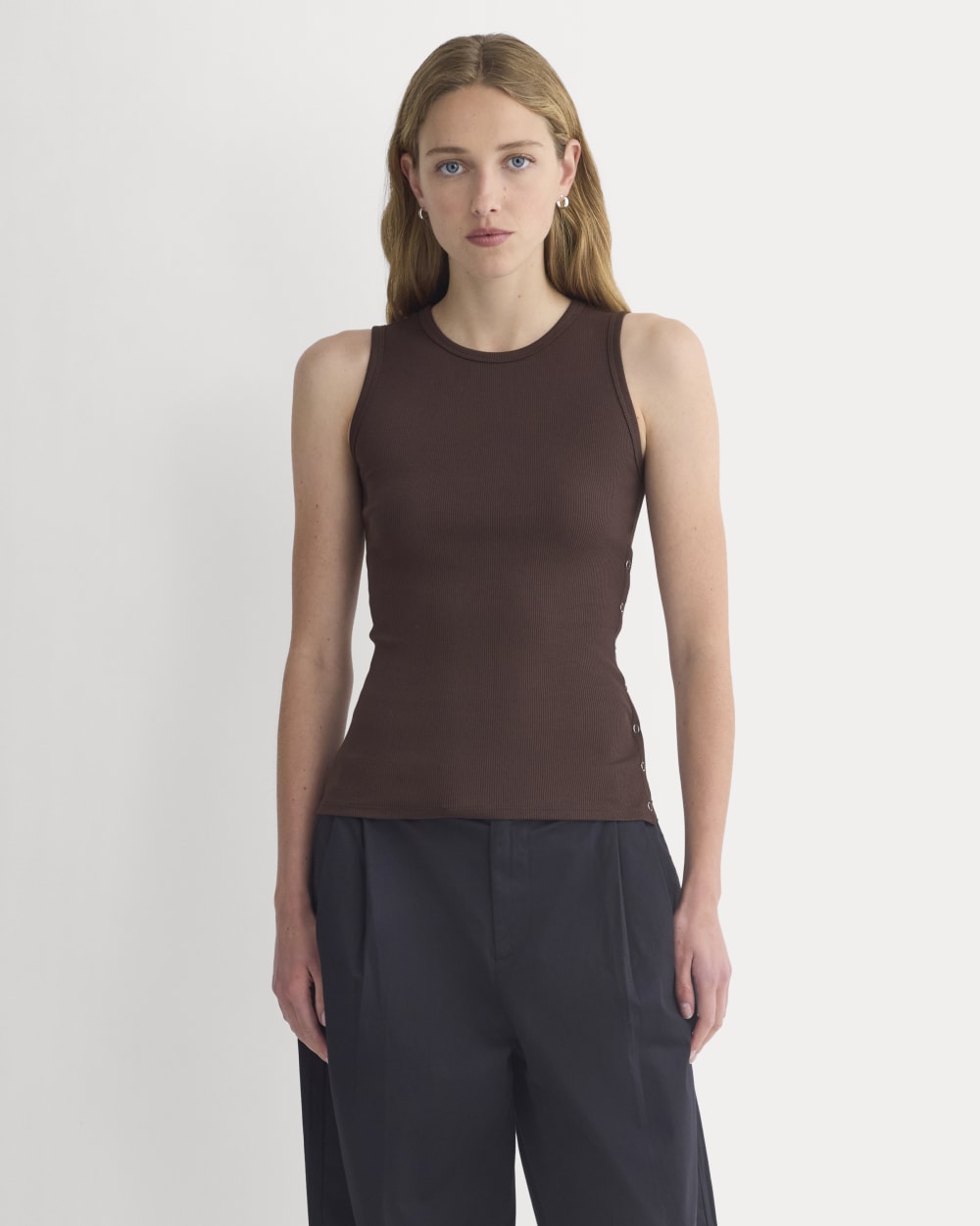 Luxe Rib Side Snap Tank | Coffee Bean - Image 4