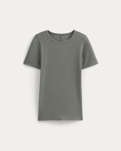 Alternative view of The Luxe Rib Crew | Agave Green