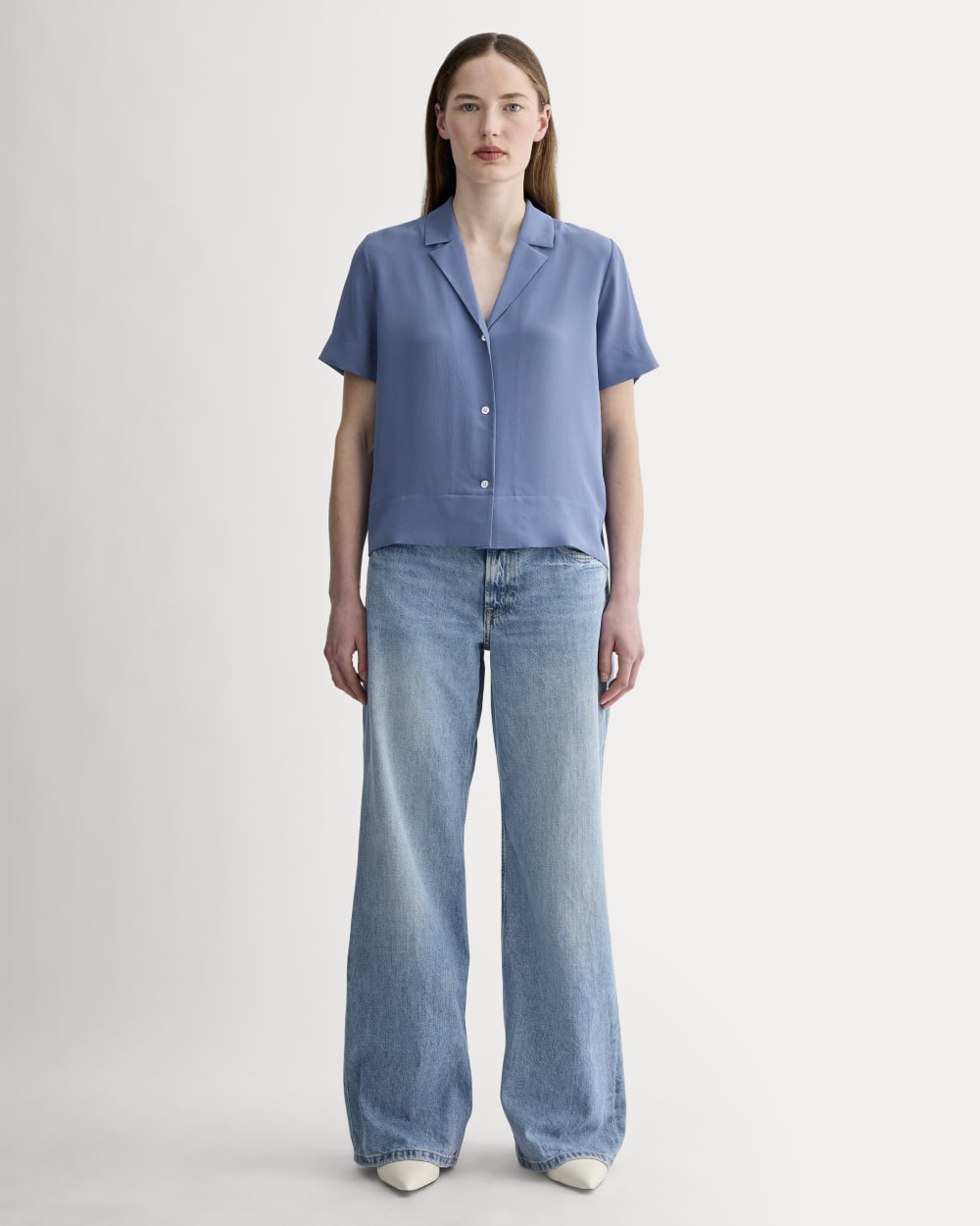 The Notch Shirt in Washable Silk | French Blue - Image 3