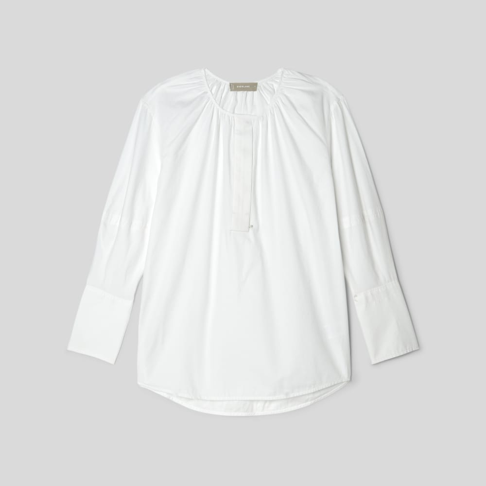 The Silky Cotton Balloon Sleeve Top | White - Image 2