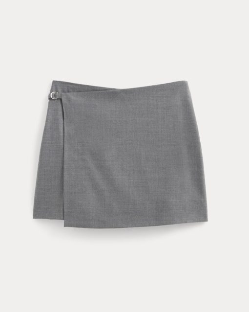 Alternative view of Wrap Mini Skort in Tailor Twill | Heather Graphite