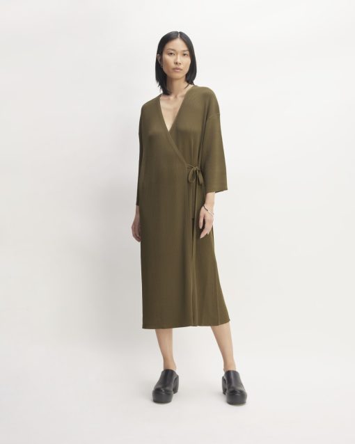 The Ribbed Wrap Midi Dress | Beech