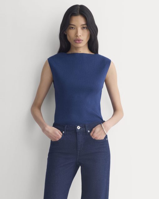 Boat-Neck Ribbed Knit | Estate Blue