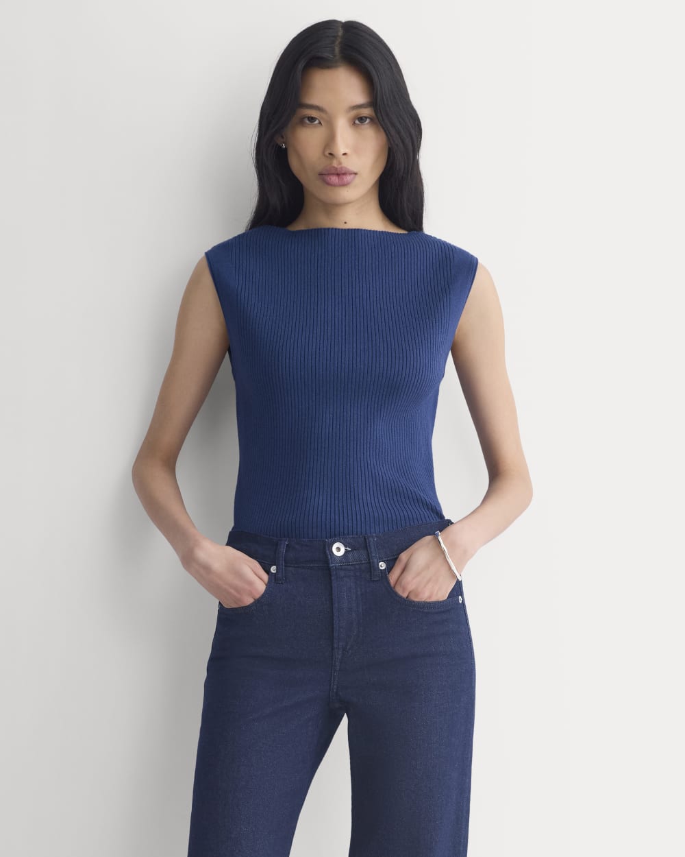 Boat-Neck Ribbed Knit | Estate Blue
