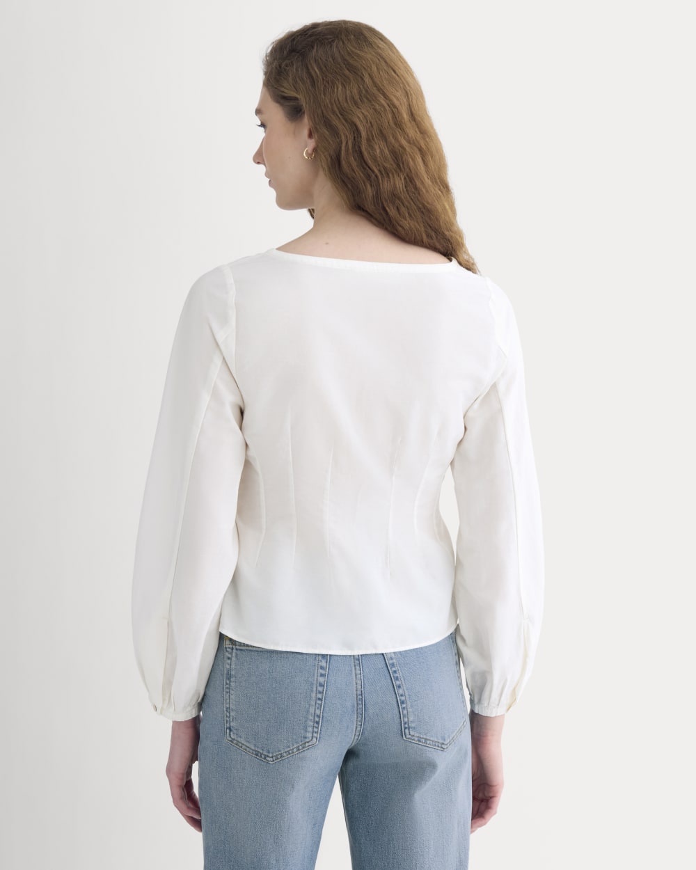 Balloon Sleeve Top in Cotton Silk | Bone - Image 5